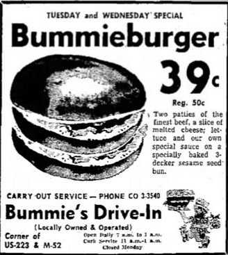 Bummies Drive-In - April 1960 Ad